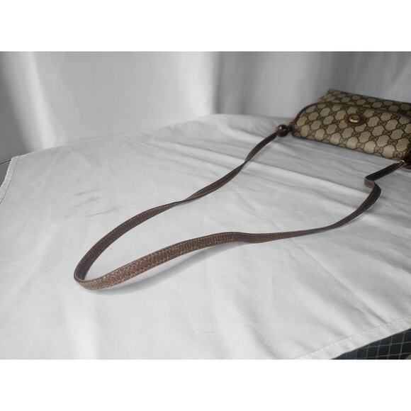 Gucci GG Monogram Supreme Crossbody Bag Brown Leather Trim Vintage - Picture 15 of 16